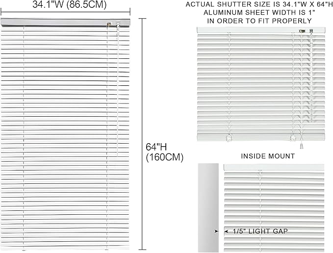 YIIBAII Mini Blinds Suitable for 38" W x 64" H Windows 1" Aluminum Horizontal - Image 6