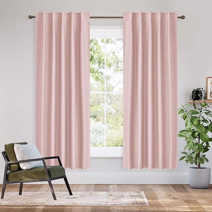 RYB HOME Bedroom Blackout Curtains 63 inches Long, 100% Blackout Thermal by RYBHOME