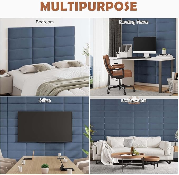 IFNOW Wall Mounted Upholstered Headboard Full, 3D Peel and Stick Soundproof - Image 7