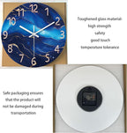 Glass Blue Wall Clocks Battery Operated 16 Inch Marble Pattern Big Clock - Image 6