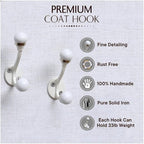 Indian Shelf 6 Pieces Double Prong White Decorative Coat Hooks Unique Coat Rack - Image 2