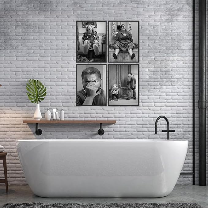 Funny Bathroom Wall Art Set of 4, Vintage Humor Bathroom Decor Wall Art - Image 2
