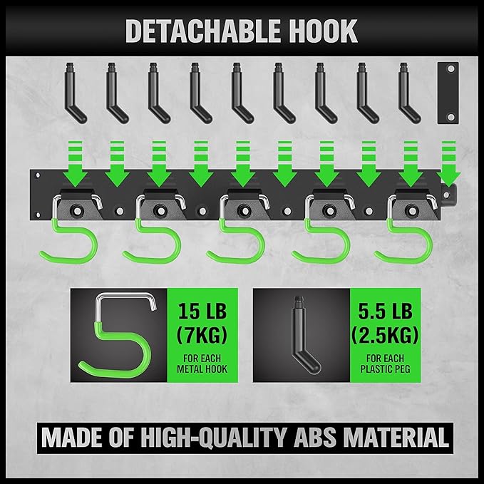 SWANLAKE Plastic 64 Inch Adjustable Storage System, Wall Mounted Hooks Tool - Image 2