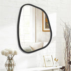 Black Asymmetrical Mirror Large 26"x18" Irregular Oval Wall Mirror Modern Wood - Image 2