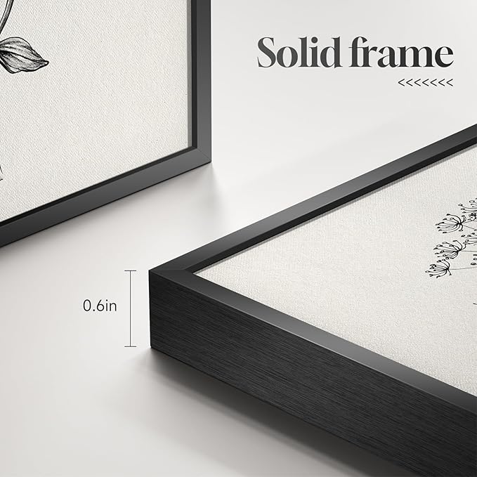 Framed Black and White Bathroom Wall Art, 4 Piece Vintage Floral Canvas Prints - Image 6