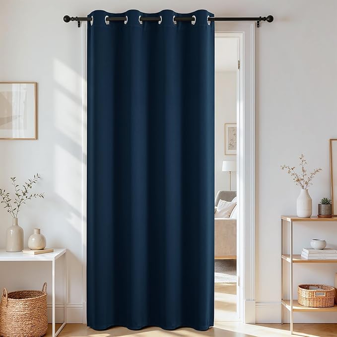 Joydeco Blackout Door Curtain for Doorway Privacy 80 Inches Long, Grommet by JOYDECO
