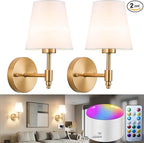 YHCDLAMP Battery Operated Wall Sconces Set of Two, Rechargeable Wireless Wall by YHCDLAMP