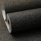 SHUFA Black Gold Cotton-Like Textured Grasscloth Wallpaper Matte Thick Real - Image 2
