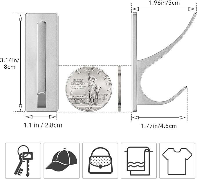 pickpiff Stick on Hooks for Hanging, Extra Sticky 6KG, Coat Hook on Door for - Image 3