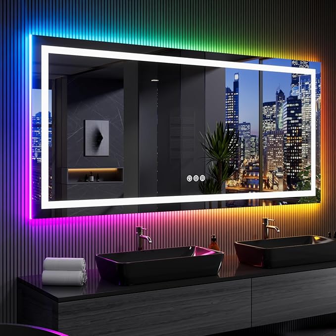 LOAAO 84X32 Inch RGB LED Bathroom Mirror - Image 2