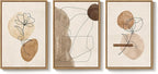 Framed Neutral Abstract Boho Wall Art Bedroom, 3 Piece Brown Black Botanical - Image 9