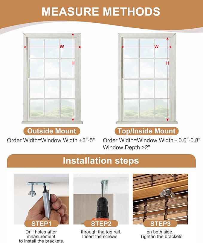 42''W X 72''H Cordless Bamboo Roman Shades - Image 4