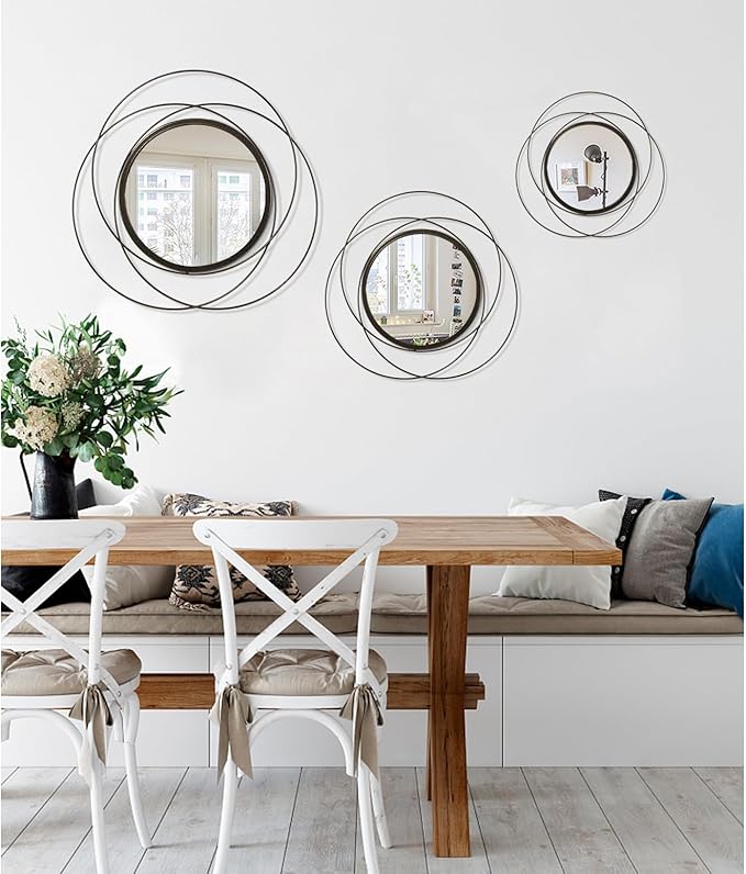 Circle Mirror for Wall with Iron Metal Wire Frame Wall-Mounted Mirror for Home - Image 6