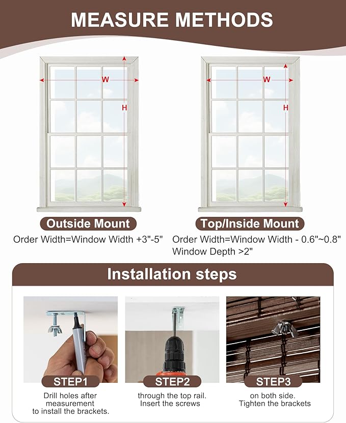 32''W X 72''H Cordless Bamboo Roman Shades - Image 4