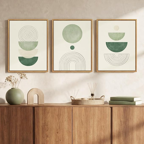 3 Piece Framed Minimalist Boho Canvas Wall Art - Image 2