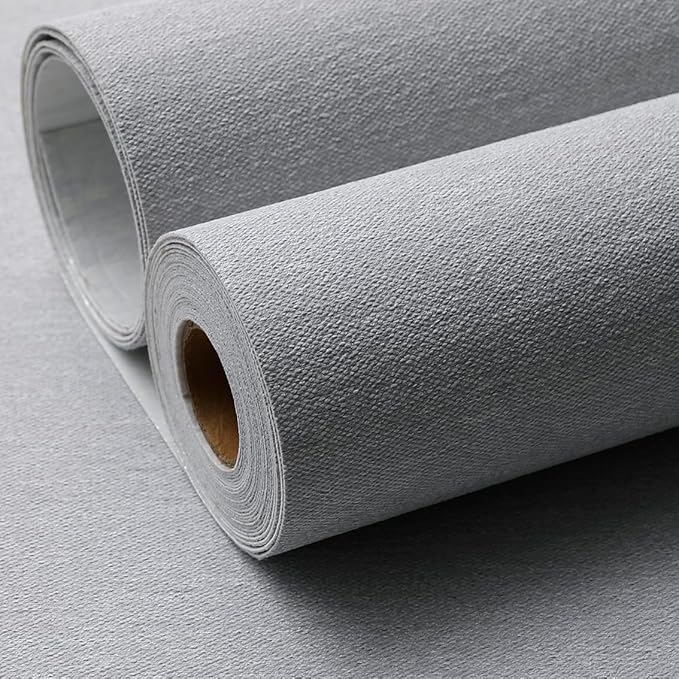 SHUFA Gray Cotton-Like Textured Grasscloth Wallpaper Matte Thick Real Woven - Image 2