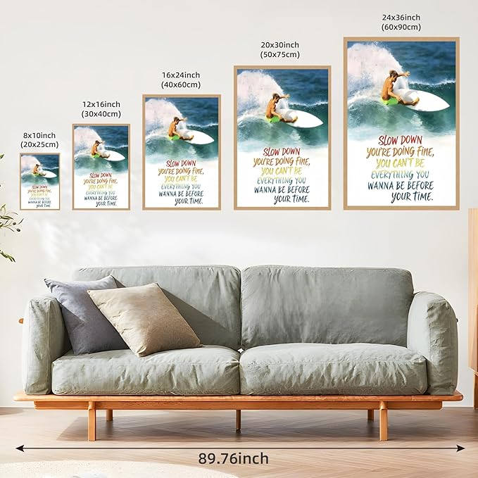 Qcrpnhy Vintage Surfing Poster 1990 Retro Surf Wall Art Inspirational Canvas - Image 3