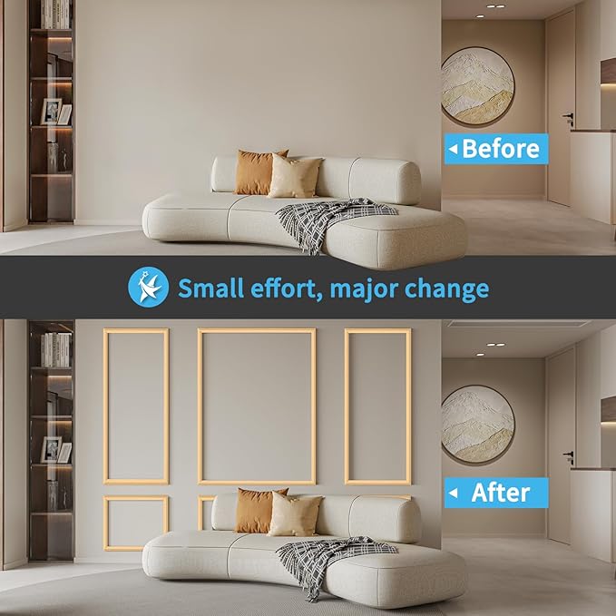 Art3d Pre-Cut Wall Molding Set of 6 pcs, Ready-to-Assemble Wainscoting Panels - Image 4