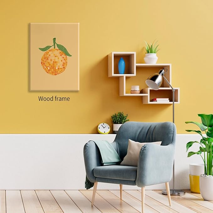 Retro Funky Orange Canvas Wall Art Fashion Disco Ball Aesthetic Posters 12X16 - Image 7