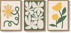 Framed Boho Abstract Wall Art Bedroom, 3 Piece Green and Yellow Mid Century - Image 9