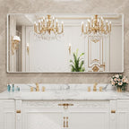 LOAAO 72x40 Inch White Metal Framed Bathroom Mirror - Image 7
