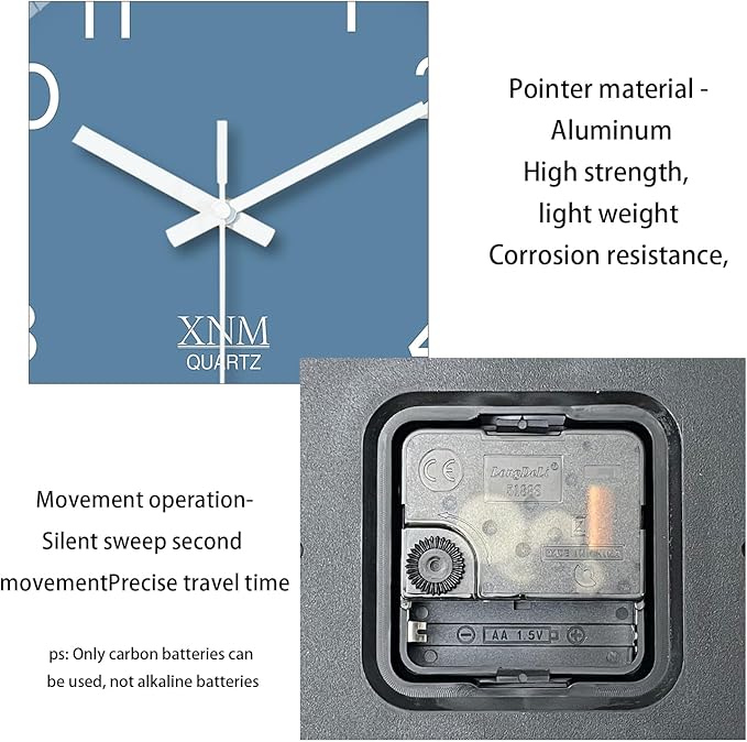 XNM Modern Blue Wall Clocks Battery Operated 10 Inch Classic Analog Clock - Image 8
