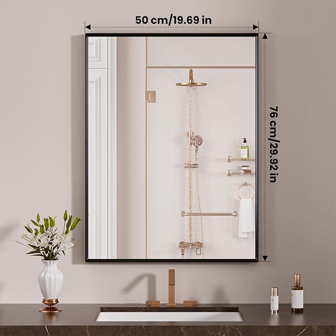 LOAAO Black Bathroom Mirror 20"X30" - Image 8