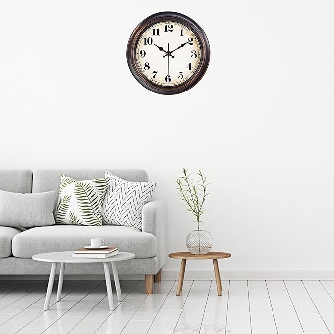 Yoiolclc Vintage Wall Clock 8 Inch Retro Silent Small Wall Clocks Battery - Image 2