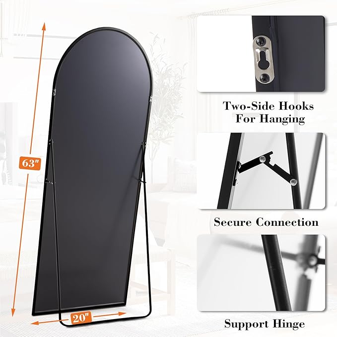 DUMOS 63"x20" Arched Full Length Mirror - Image 4