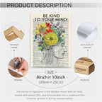 Be Kind To Your Mind Quote Poster Prints Mental Health Canvas Wall Art 08x10 - Image 2