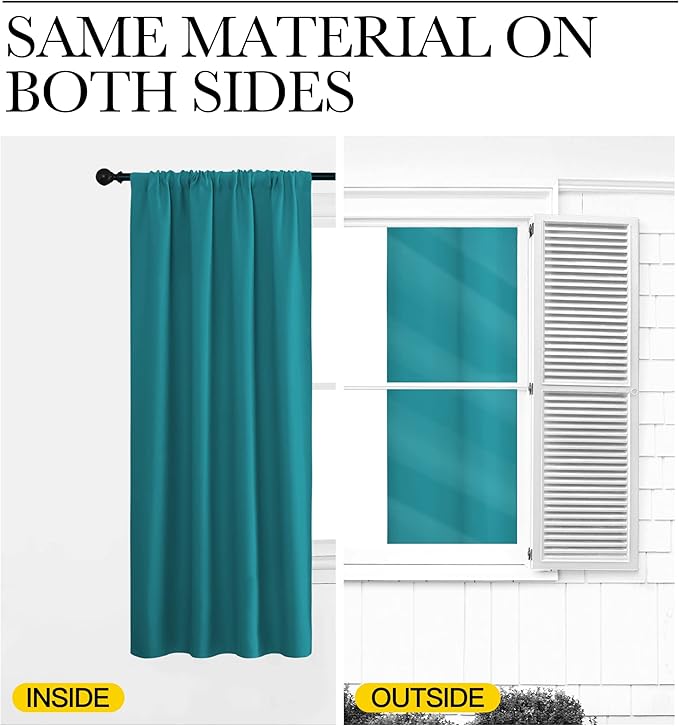 NICETOWN Kitchen Curtains, Peacock Blue, Short Blackout Curtains & Drapes - Image 5