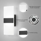 Modern LED Wall Sconces Set of Two, 12 Inch Indoor Dimmable Black Wall Lights - Image 5