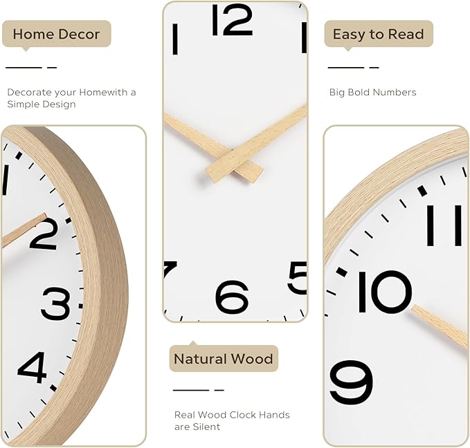 AKCISOT Wall Clock, Boho Kitchen 10 Inch Wall Clocks Battery Operated Non - Image 5