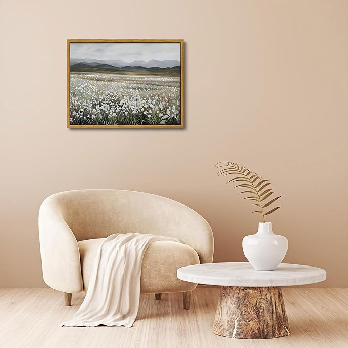 OIQArtOIQ Vintage Wildflowers Landscape Wall Art Framed Floral Natural Scenery - Image 4