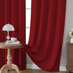 CUCRAF Red Blackout Curtains 63 inch Length 2 Panels Set, Rod Pocket Room - Image 5