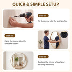 NEWBULIG 30-Inch Round Wall Mirror, Bathroom Wall Circle Mirror - Image 6