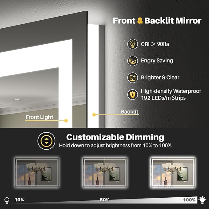 30x36 Inch LED Bathroom Mirror - Image 3
