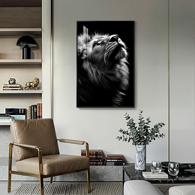 Framed Black and Gray Modern Wall Art, Contemporary Animal Portrait Prints - Image 5