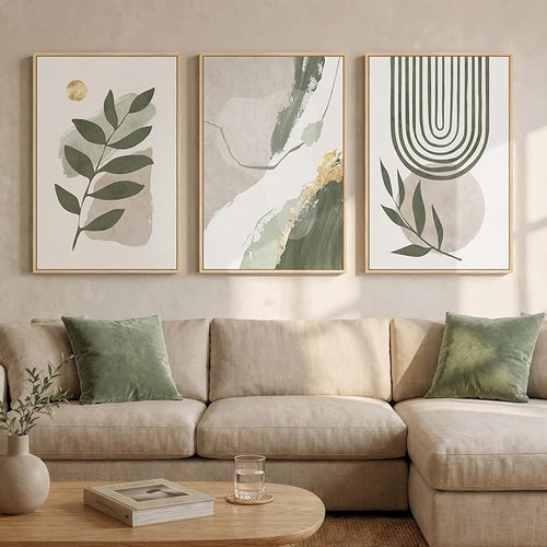 3 Piece Large Framed Abstract Boho Wall Art by MXART