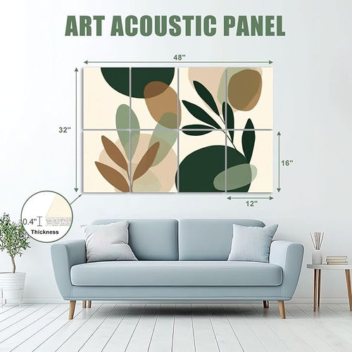 8 Pack Art Acoustic Panels Sound Absorbing Boho Botanical Leaf Orange Green - Image 2