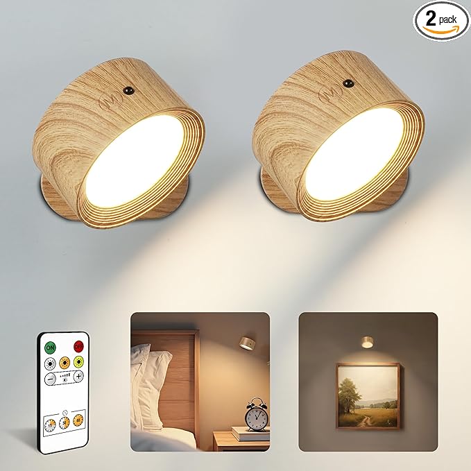 LED Wall Mounted Lights, Rechargeable Wall Sconces Lamp, 3 Color Temps & Remote by AMETHEUS