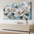 Ardemy Flower Wall Art for Living Room White Floral Canvas Art Wall Decor - Image 5