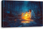 Christian wall art decor for prayer room, Jesus and Lamb canvas Wall decor by Ploceinywallart