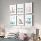 Framed Coastal Beach Wall Art for Living Room, 6 Piece Ocean Wave Surfboard - Image 3
