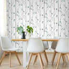 Timeet Blue White Floral Leaf Boho Wallpaper 16.14"x118.11" Self-Adhesive - Image 3
