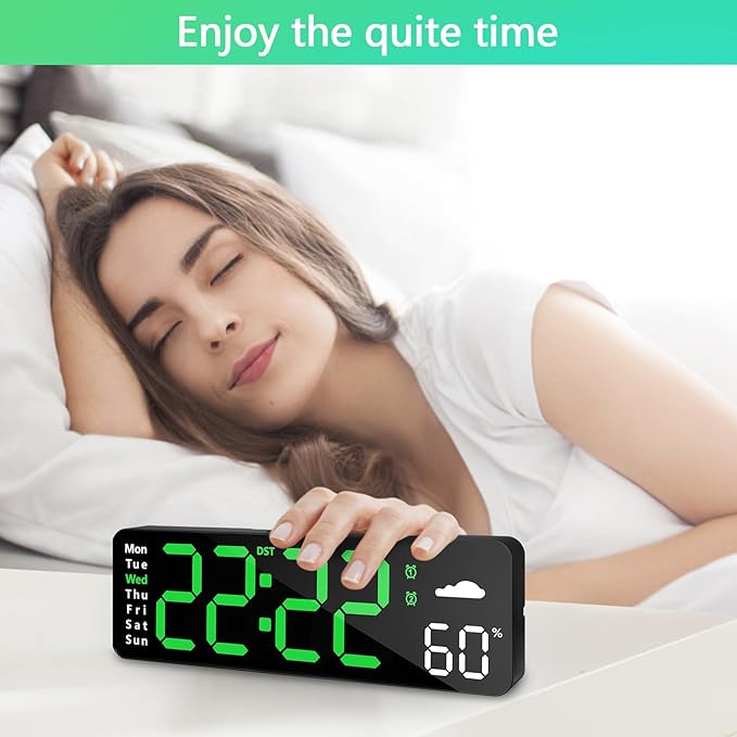 Digital Wall Clock with Remote Control, Large Display Plug in LED Digital Alarm - Image 7
