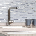 AULIGET Faux Stone Peel and Stick Backsplash, Light Grey Marble Look PVC Mixed - Image 6