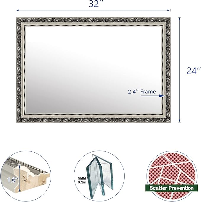 Framed Rectangle Bathroom Mirrors - Image 3