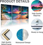weiyiart 3-Piece Tropical Beach Wall Art, Northern Lights Ocean Sunset Canvas - Image 4