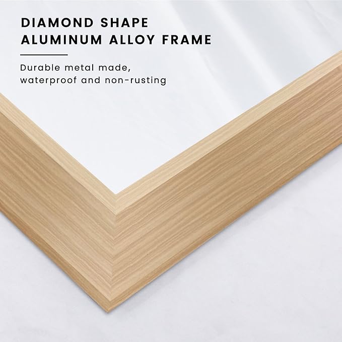 Amorho Bathroom Mirror, 28 X36 Inch Wall Mirror, Oak Wood Grain Metal Framed - Image 2
